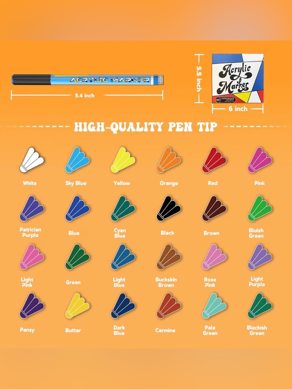 Acrylic Markers 24 colors Flexible -brush tip - Picture 6 of 11